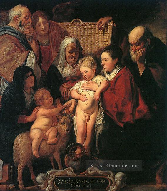 Die Heilige Familie mit St Anne The Jung Baptist und seine Eltern Flämisch Barock Jacob Jordaens Ölgemälde